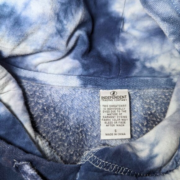 CAT Small Blue Tie Dye Longsleeve Pullover Cotton Hoodie Caterpillar - Picture 9 of 12